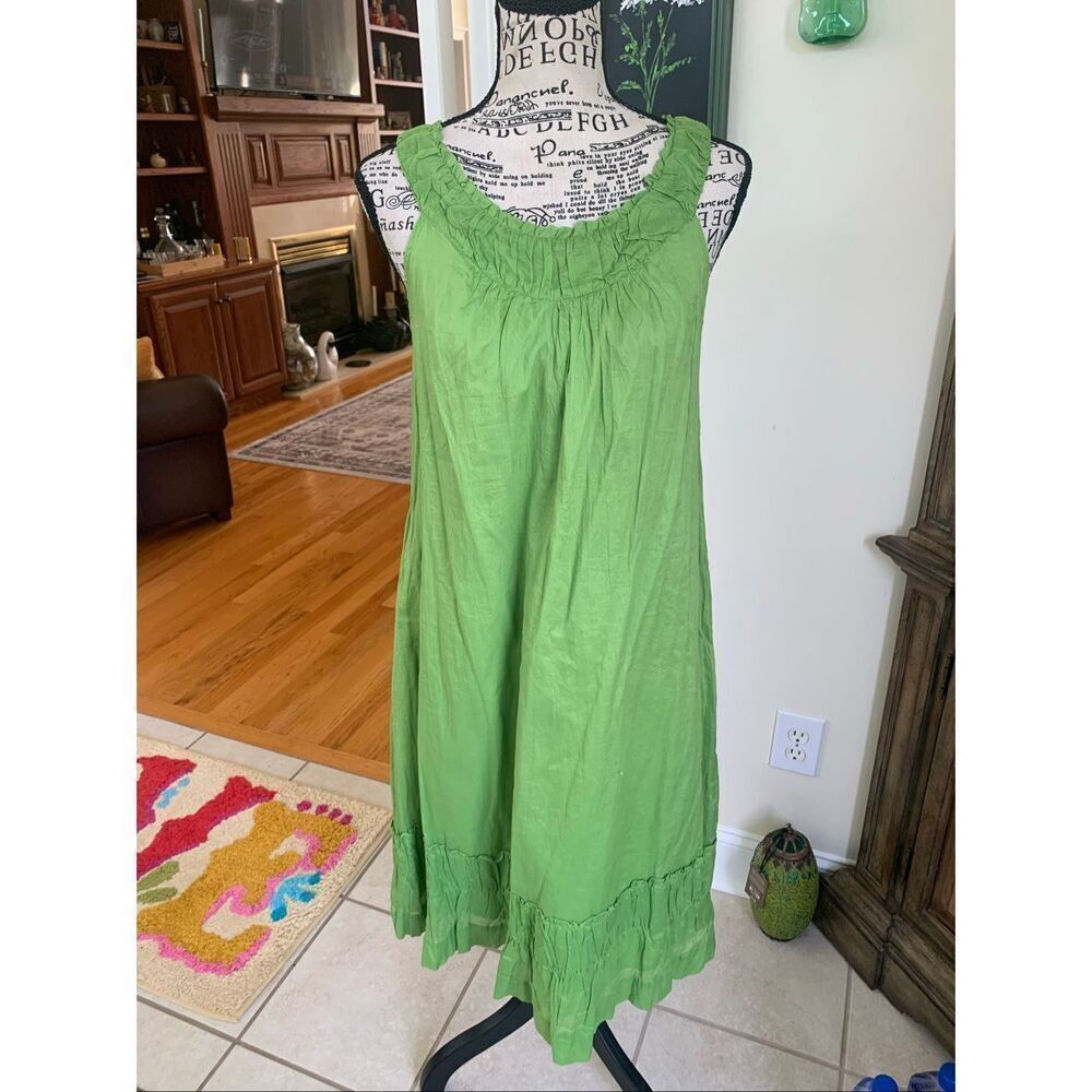 Talbots Crinkle Sundress Sleeveless Light Green